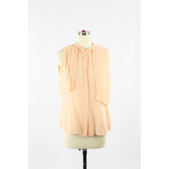 Aritzia Tops - Aritzia WILFRED Peach Orange Sheer Silk Georgette Draped Blouse Top, Size XS